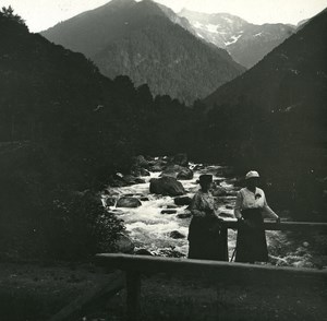 France Pyrenees Luchon La Pique au pont du Roi Possemiers Stereo Photo 1920