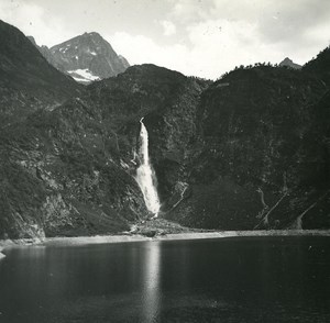 France Pyrenees Luchon Lake Oo old Possemiers Stereo Photo 1920