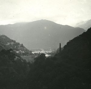 France Pyrenees Luchon Panorama old Possemiers Stereo Photo 1920