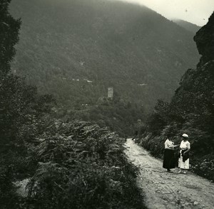 France Pyrenees Luchon la Burbe Valley old Possemiers Stereo Photo 1920