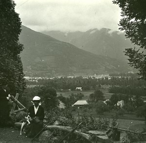 France Pyrenees Luchon Panorama old Possemiers Stereo Photo 1920