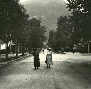 France Pyrenees Luchon Allées d'Etigny old Possemiers Stereo Photo 1920