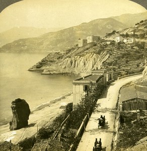 France Corniche Road & Vintinuglia old Rick Stereo Photo 1900