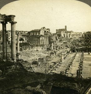 Italy Roma Forum from Capitol Hill old Rick Stereo Photo 1900