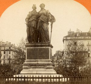 Switzerland Geneva Monument National old Jullien Stereo Photo 1885