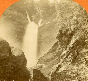 Switzerland Reichenbach Waterfall old Jullien Stereo Photo 1885