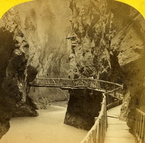 Switzerland Alps Martigny Trient Gorge Old Stereo Photo England 1863