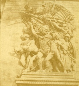 France Second Empire Paris Detail Triumph Arch Old Stereo Photo 1868