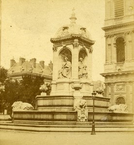 France Second Empire Paris Place Saint Sulpice Old Stereo Photo 1868