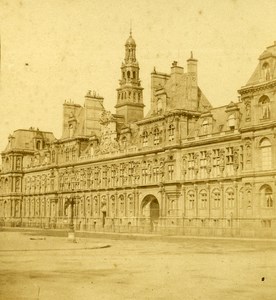 France Second Empire Paris City Hall Old Stereo Photo 1868
