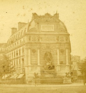 France Second Empire Paris Place Saint Michel Old Stereo Photo 1868