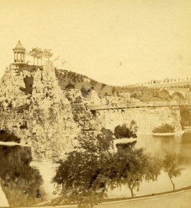 France Second Empire Paris Buttes Chaumont Old Stereo Photo 1868