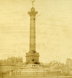 France Second Empire Paris Column of July Old Stereo Photo 1868