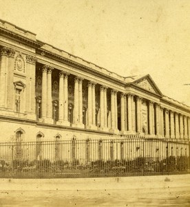 France Second Empire Paris Colonnade of Louvre Old Stereo Photo 1868