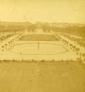 France Second Empire Paris Gardens of Luxembourg Old Stereo Photo 1868