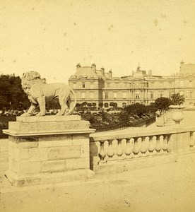 France Second Empire Paris Gardens of Luxembourg Old Stereo Photo 1868