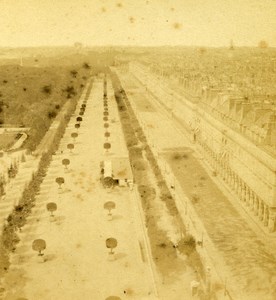 France Second Empire Paris Tuileries Garden Side Old Stereo Photo 1868