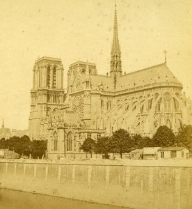 France Second Empire Paris Notre Dame Old Stereo Photo 1868