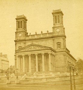 France Second Empire Paris Church St Vincent de paul Old Stereo Photo 1868