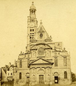 France Second Empire Paris Church St Etienne du Mont Old Stereo Photo 1868