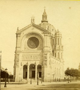 France Second Empire Paris Church Old Stereo Photo 1868