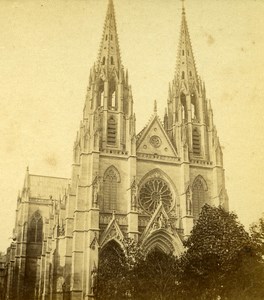 France Second Empire Paris Church Sainte Clothilde Old Stereo Photo 1868