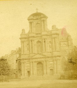 France Second Empire Paris Church Saint Gervais Old Stereo Photo 1868