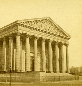 France Second Empire Paris Church la Madeleine Old Stereo Photo 1868