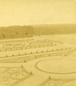 France Second Empire Versailles Castle Garden Old Stereo Photo 1868