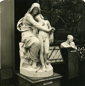 Paris Museum Luxembourg Sculpture Aizelin Old NPG Stereo Photo 1900