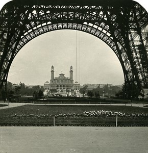 France Paris Eiffel Tower & Trocadero Old NPG Stereo Photo 1900