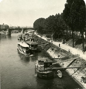 France Paris Seine river at Charenton Old NPG Stereo Photo 1900