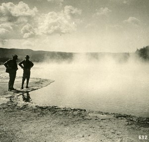 USA Yellowstone Park At the Boiling Lake Old NPG Stereo Photo 1900