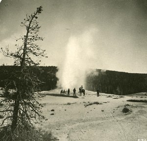 USA Yellowstone Park Crater of Old Faithfull Geyser Old NPG Stereo Photo 1900