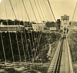 USA Niagara Falls Suspension Bridge Old NPG Stereo Photo 1900