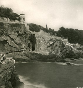 Italy Liguria Riviera Genoa Nervi Devil Rocks Old NPG Stereo Photo 1900