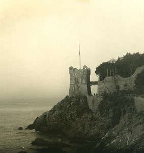 Italy Liguria Riviera Genoa Nervi Tower Gropallo Old NPG Stereo Photo 1900