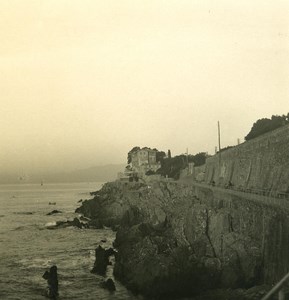 Italy Liguria Riviera Genoa Nervi Sea Front Old NPG Stereo Photo 1900