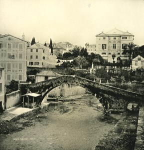 Italy Liguria Riviera Genoa Nervi Ponte Vecchio Old NPG Stereo Photo 1900