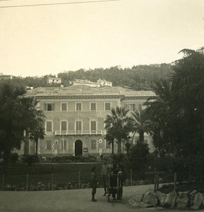 Italy Liguria Riviera Genoa Nervi Piazza del Municipio Old NPG Stereo Photo 1900