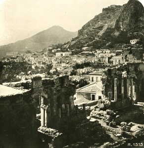 Italy Sicily Taormina Greek Theatro Old NPG Stereo Photo 1900