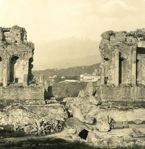Italy Sicily Taormina Ruins Old NPG Stereo Photo 1900