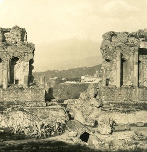 Italy Sicily Taormina Ruins Old NPG Stereo Photo 1900