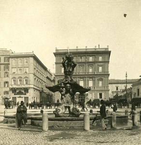 Italy Roma Barberini Square Old NPG Stereo Photo 1900