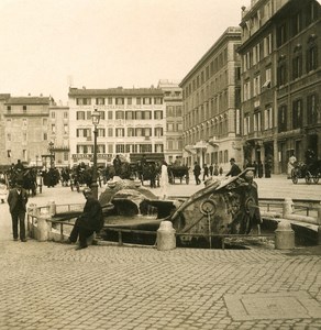 Italy Roma Piazza di Spagna Photographer Old NPG Stereo Photo 1900