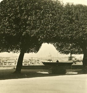 Italy Roma Fountain behind Villa Medicis Old NPG Stereo Photo 1900