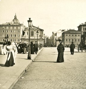 Italy Roma Bridge Cavour Old NPG Stereo Photo 1900