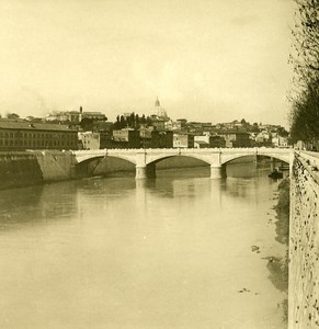 Italy Roma Panorama from Bridge Sisto Old NPG Stereo Photo 1900