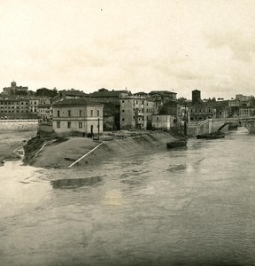 Italy Roma Panorama of Tiber Island Old NPG Stereo Photo 1900