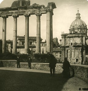Italy Roma Forum Temple of Saturne Old NPG Stereo Photo 1900